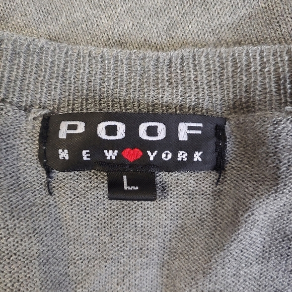Poof New York Gray Front Tie Sweater Top Size Women's Large NEW with Tag - Picture 7 of 8